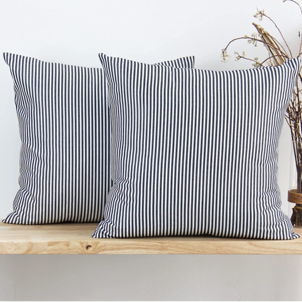 24x24 2pk Black Striped Pillow Covers